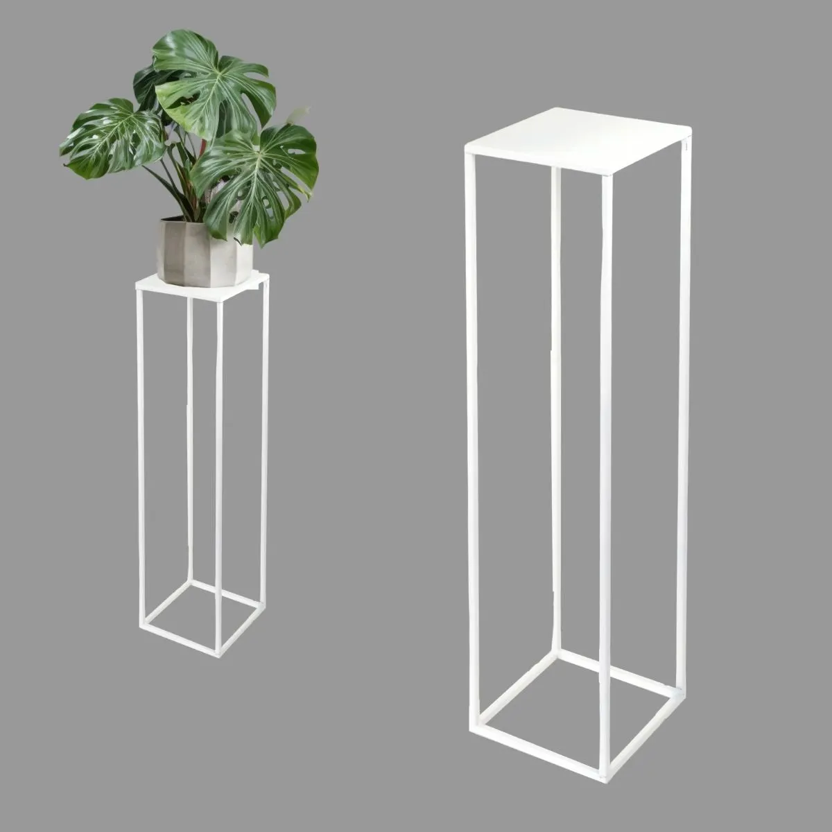 Kwietnik stojący metalowy EVRON L biały Słoik, plantator, Roślina doniczkowa, Ceramika, Wazon