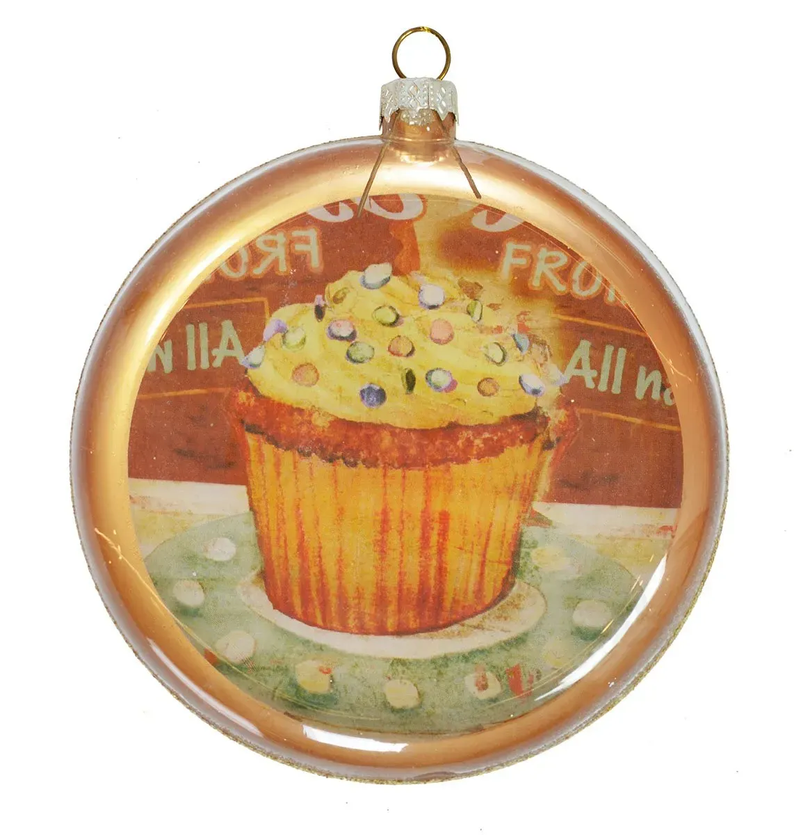Bombka szklana PŁASKA MUFFINKA wielokolorowa
