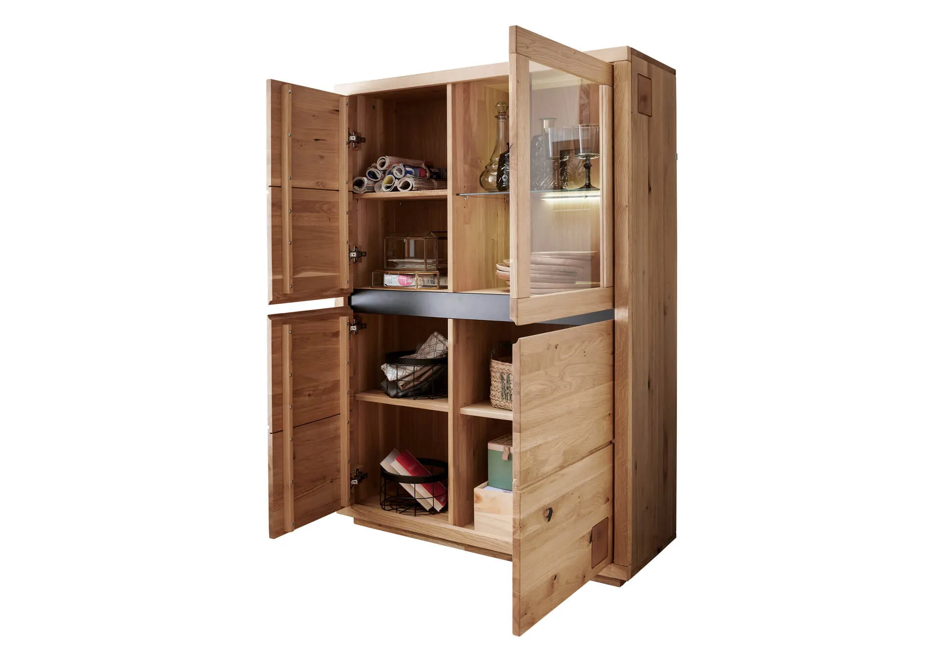 Kredens dębowy z przeszkleniem HALLOW 103x148 prawy - GK_1031595301