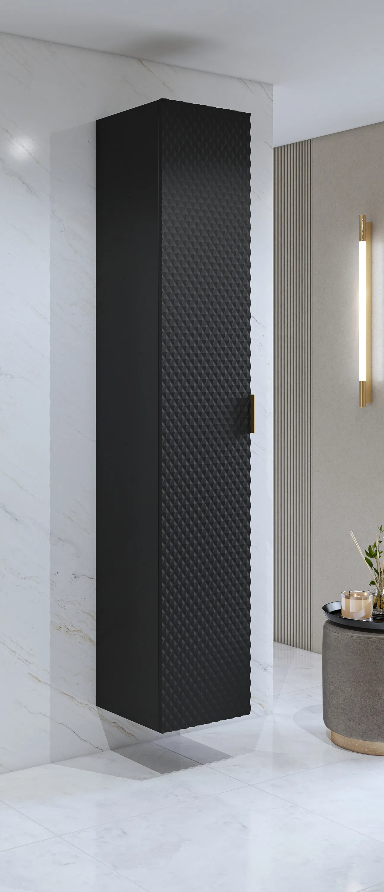 Słupek wysoki 1-drzwiowy LAURA wiszący 186 cm - czarny - 30W3NM17