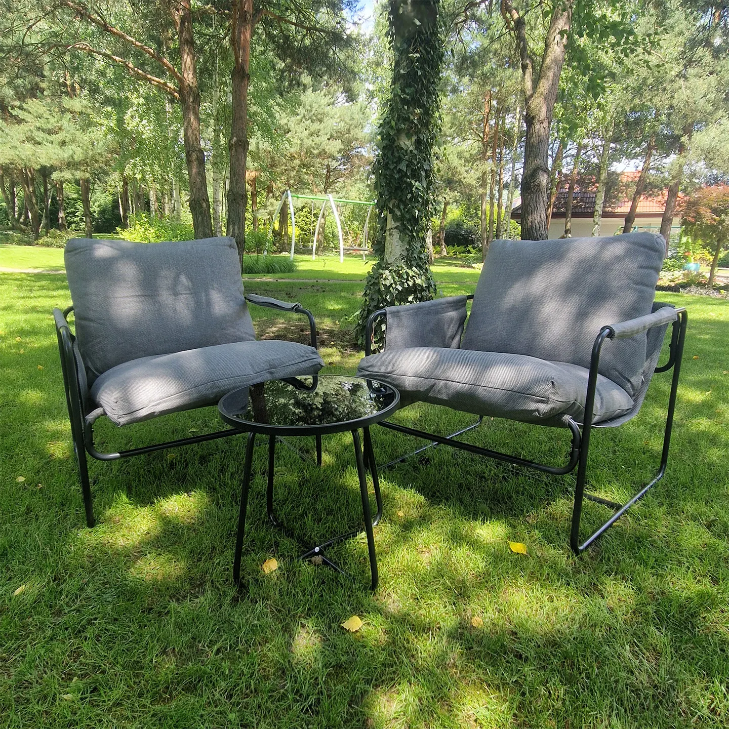 Zestaw ogrodowy balkonowy NATTY 3-set szary Zenjoy - NATTY_SZARY