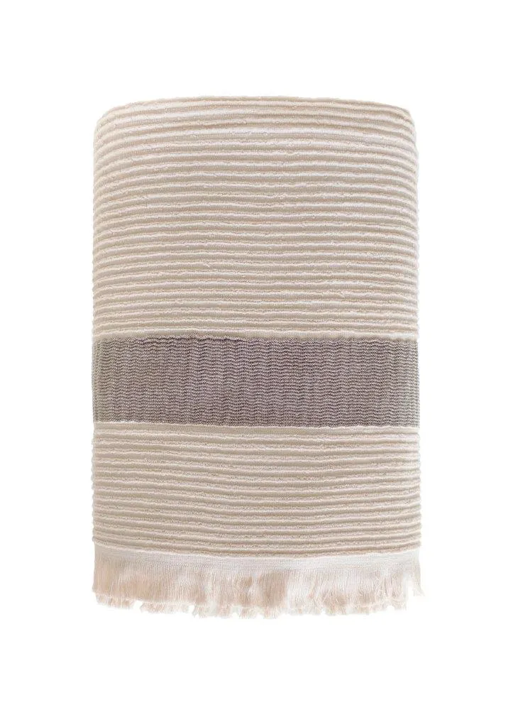 Ręcznik z frędzlami frotte FALA 50x90 gramatura 500 beżowy - FARO_30576