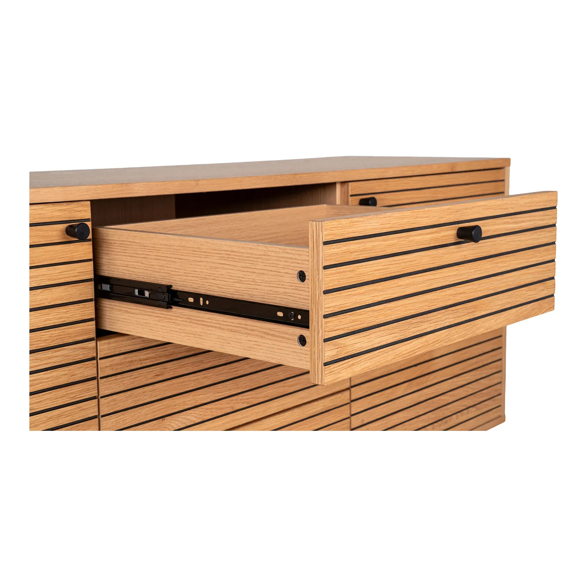 Komoda 2-drzwiowa z 3 szufladami KYOTO SZ150 G40 W50 dąb naturalny, czarny — zdjęcie 5