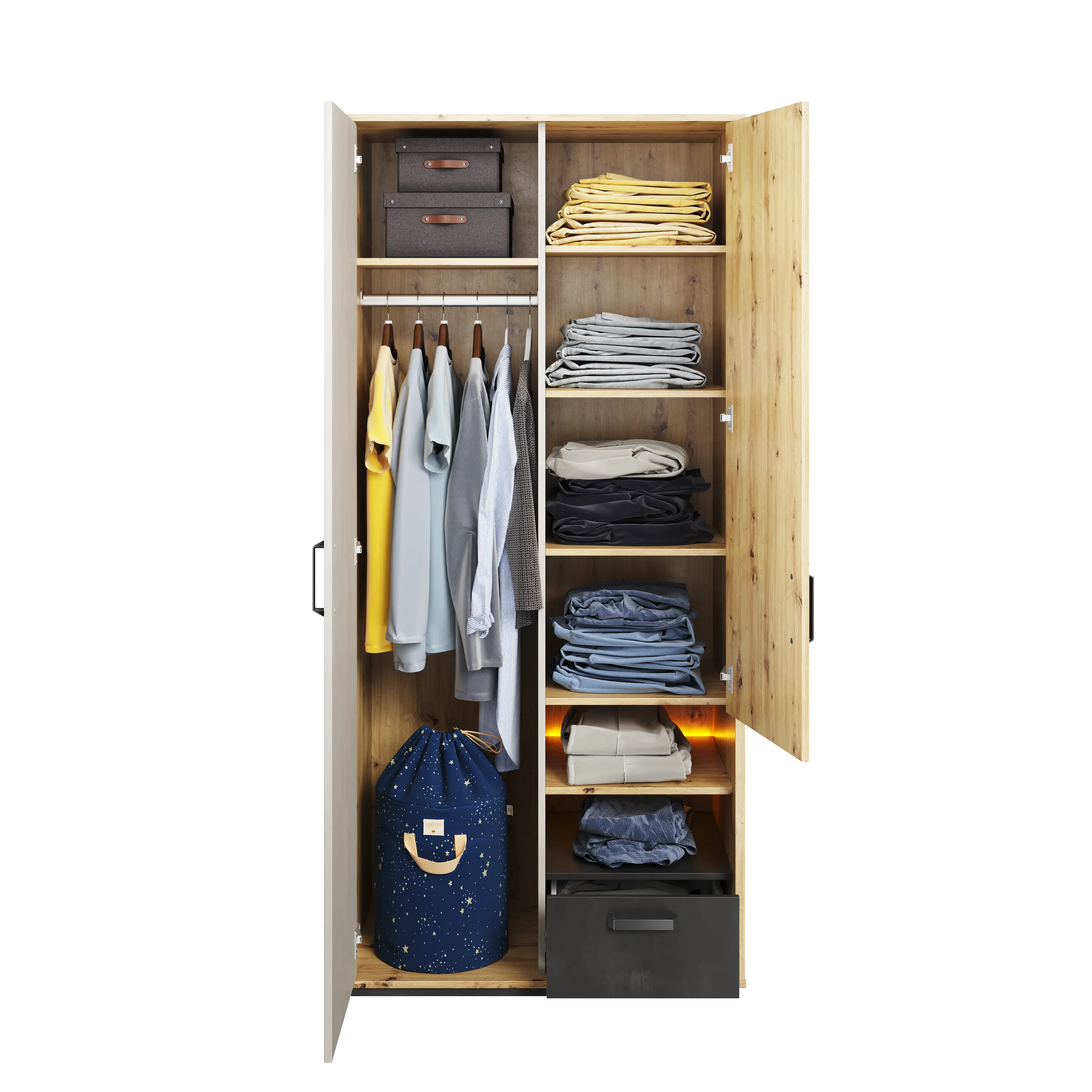 Szafa 2-drzwiowa Qubic QB-03 dąb artisan - QB3DAR