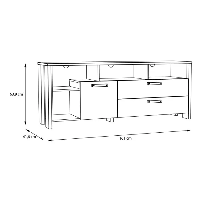 Szafka RTV CLIF z regałem - old wood vintage - CLFT235-C546