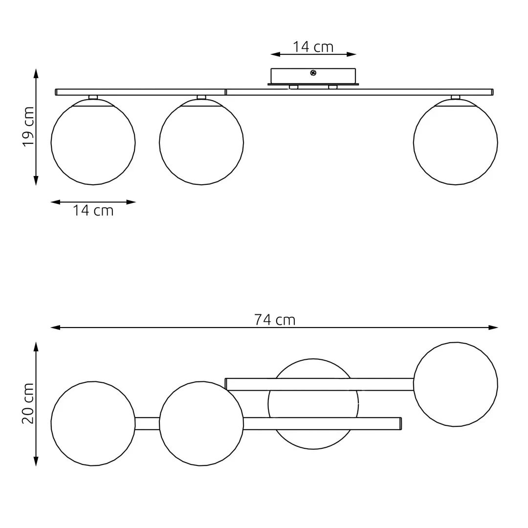 Lampa sufitowa kule KAIRO 3 BL OPAL - 1446/3