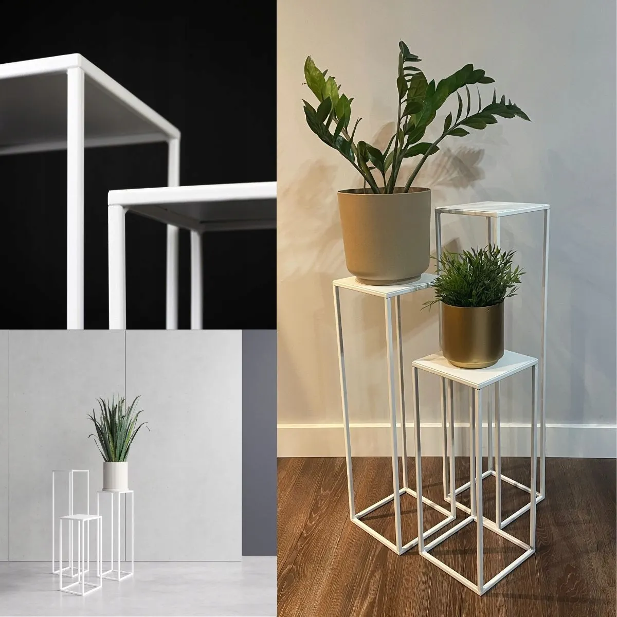 Kwietnik stojący metalowy EVRON M biały - LD_TZ000091