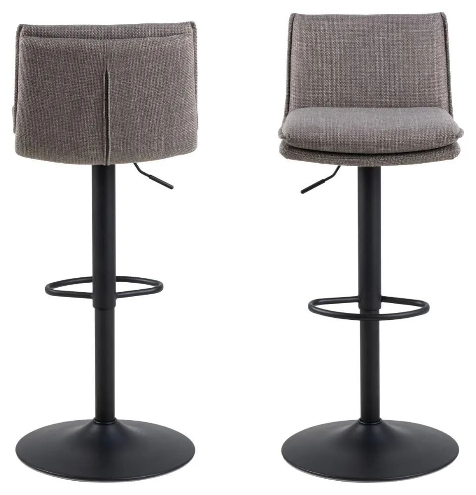 image stołek barowy, podstawa okrągła, metalowa podstawa, tkanina szara, regulacja wysokości