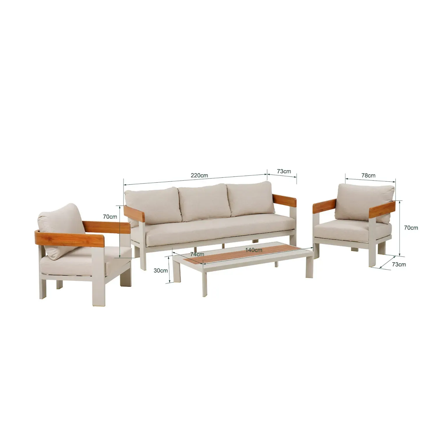 Zestaw ogrodowy MOLTO CS sofa + 2 fotele + stolik kawowy beżowy — zdjęcie 18