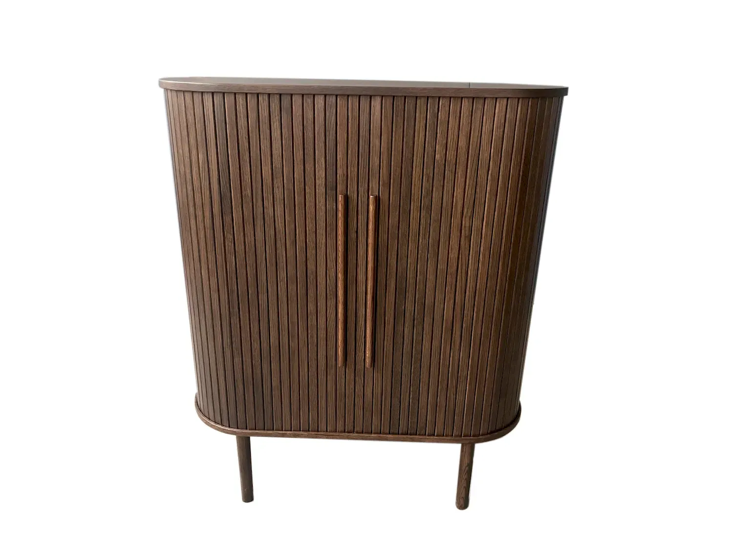 Komoda wysoka META 2-drzwiowa z lamelami dąb ciemny