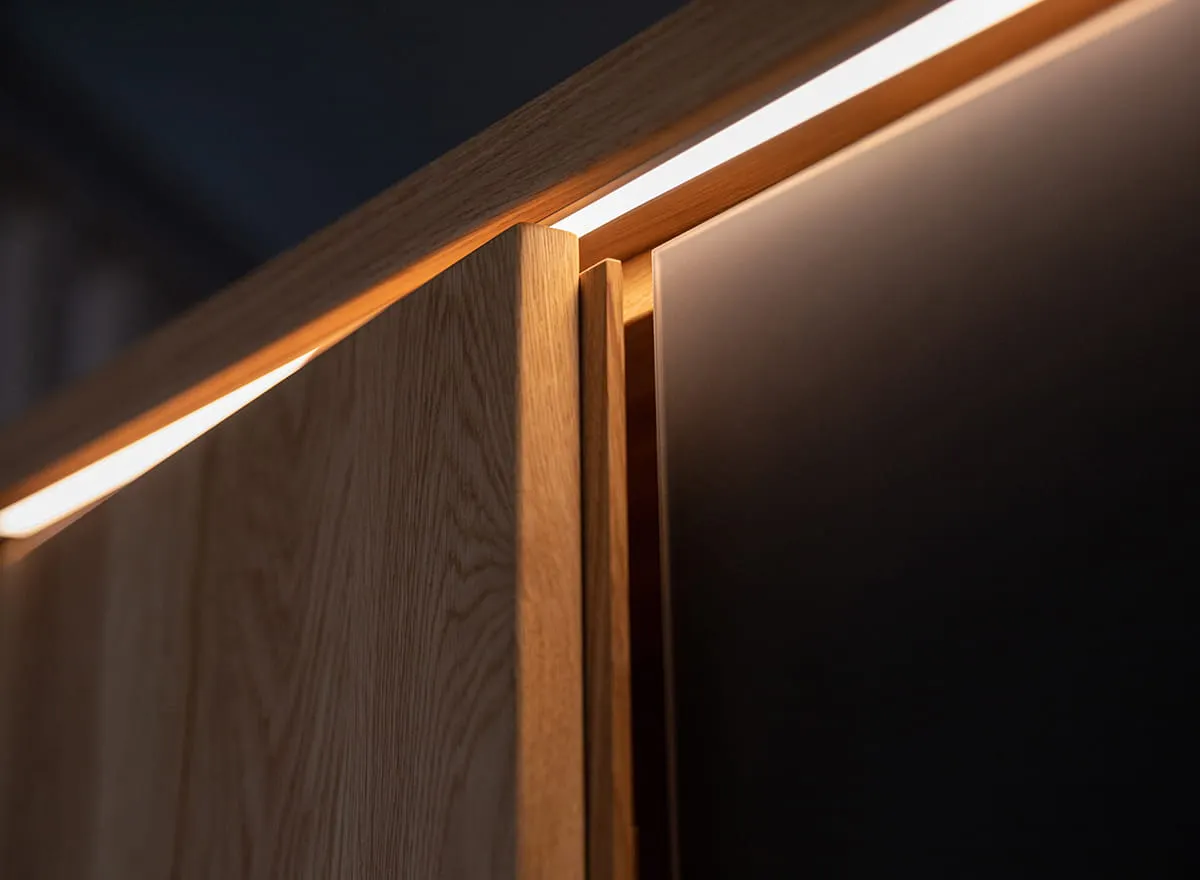 Szafa modułowa 5-drzwiowa ( pojedyncze drzwi szklane ) RAVELLO Dąb Olejowany, Czarny - ZIRAV05D01SZ