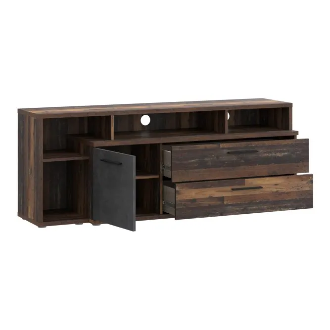Szafka RTV CLIF z regałem - old wood vintage, beton