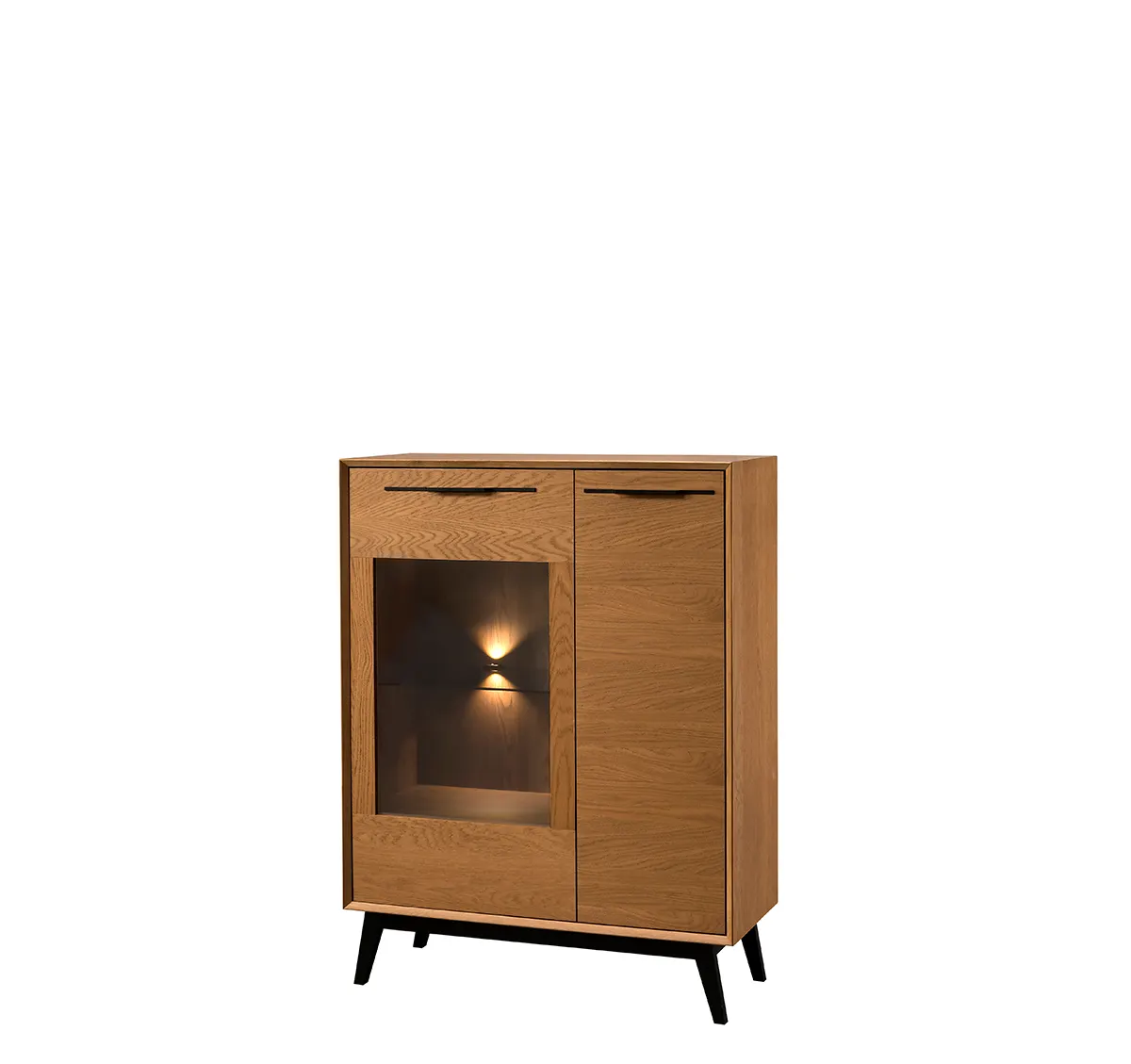 Witryna LAZURE 15 2-drzwiowa niska z oświetleniem dąb karmelowy, czarny 125x95x42cm Witryna LAZURE 15 2-drzwiowa niska z oświetleniem dąb karmelowy, czarny 125x95x42cm