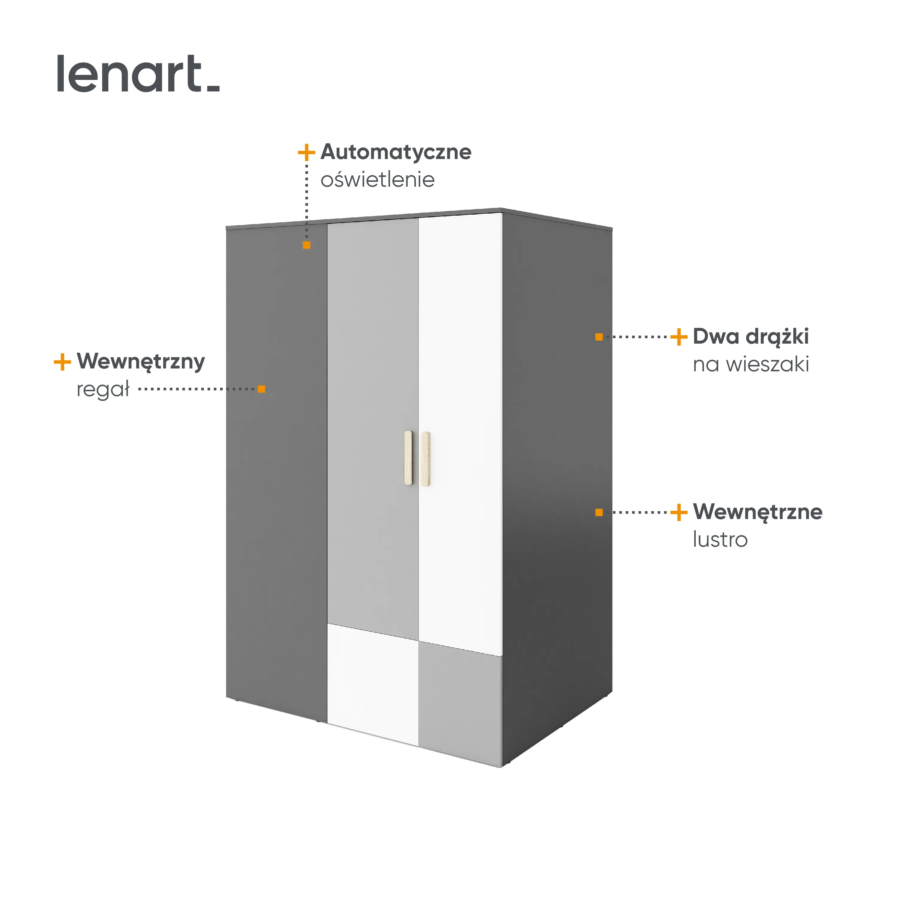 Szafa narożna Pok PO-00P 130x93 grafit/buk ibsen/szary jasny - PO0PGBS