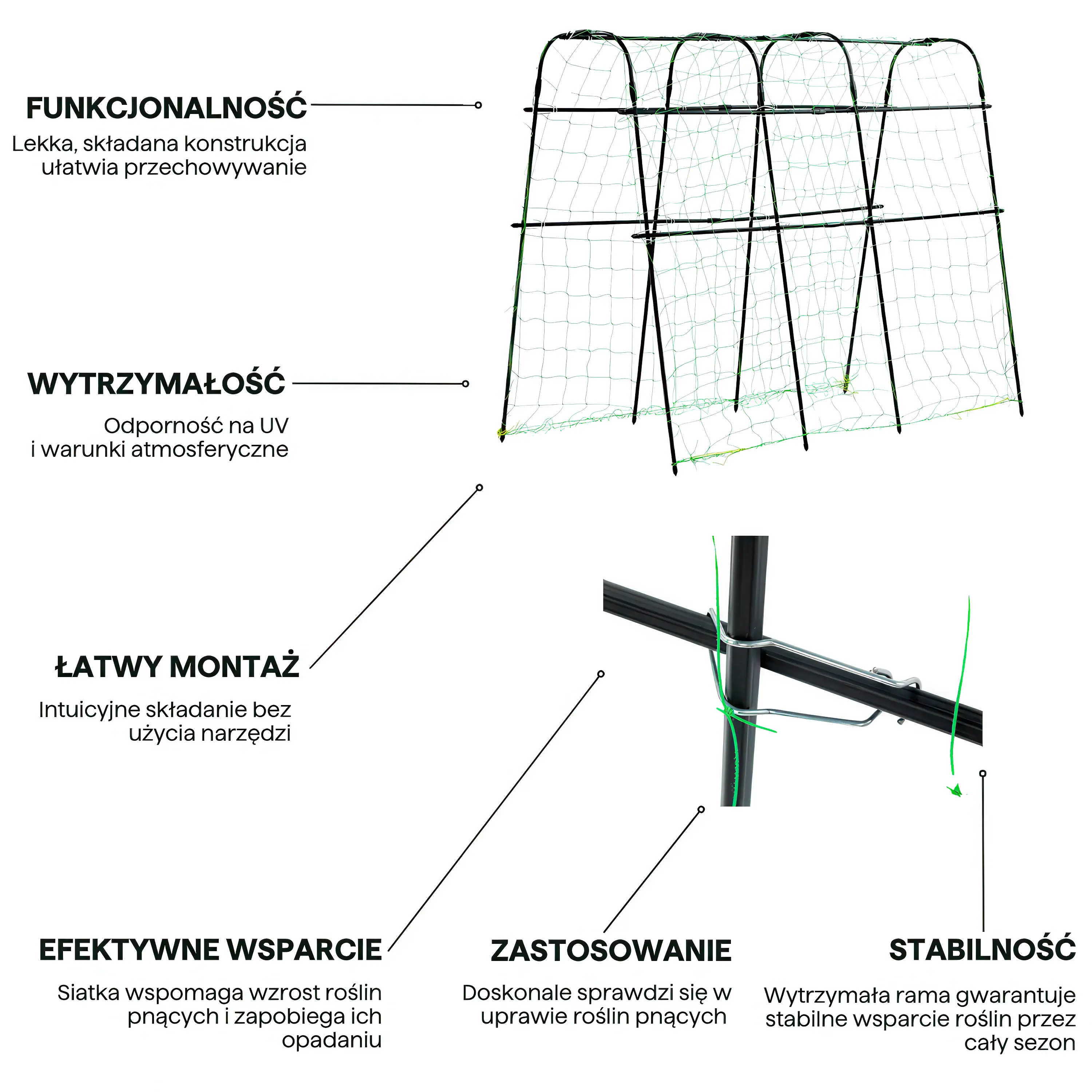Podpora-Stojak uprawowy wielofunkcyjny CULTIVO 180x40x140 czarny - FG005449