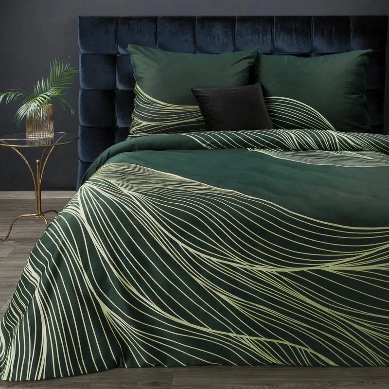 Komplet pościeli satynowej PREMIUM 3 160 X 200 cm Zielony, Złoty — zdjęcie 4