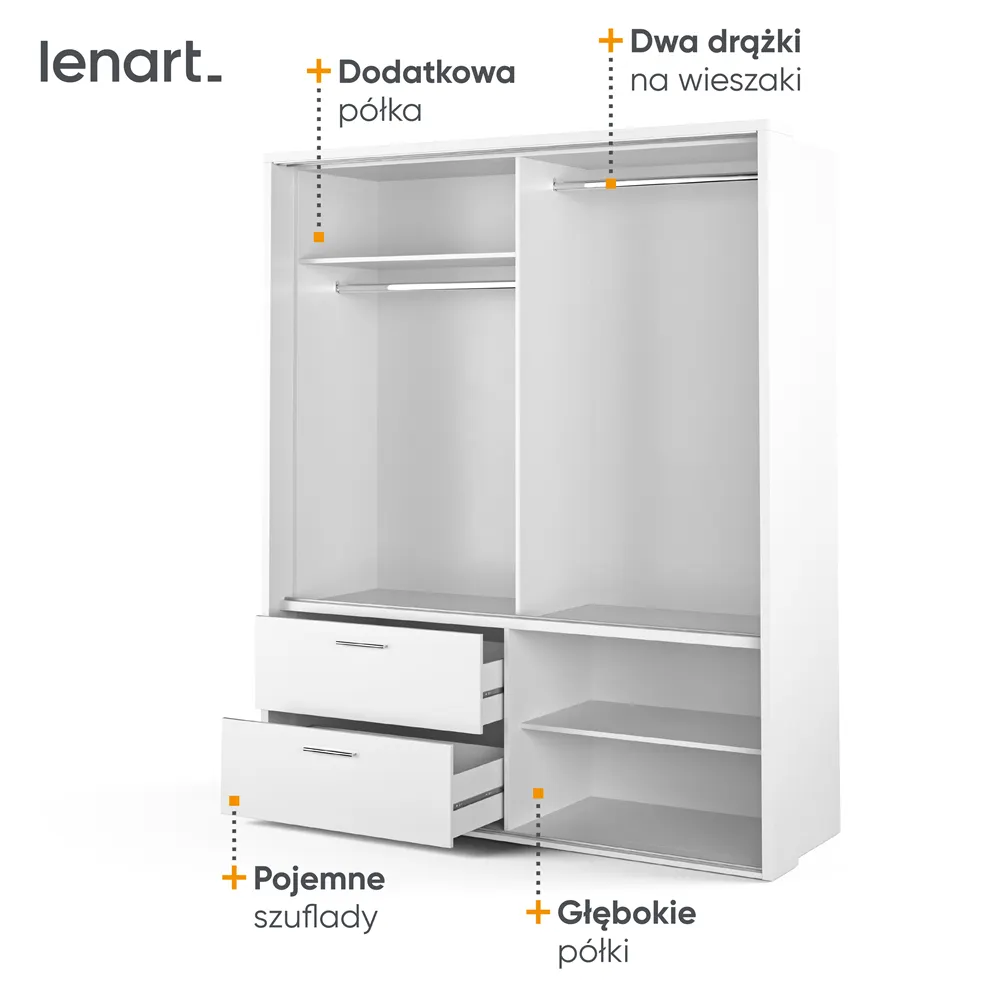 Szafa 2-drzwiowa z lustrem LED ARTI AR-22P 180cm biała - AR22PBI