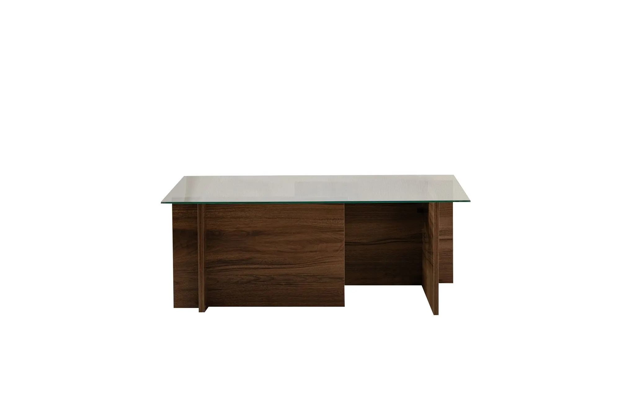 Stolik kawowy VETRINO 65x105 cm szkło hartowane orzechowy