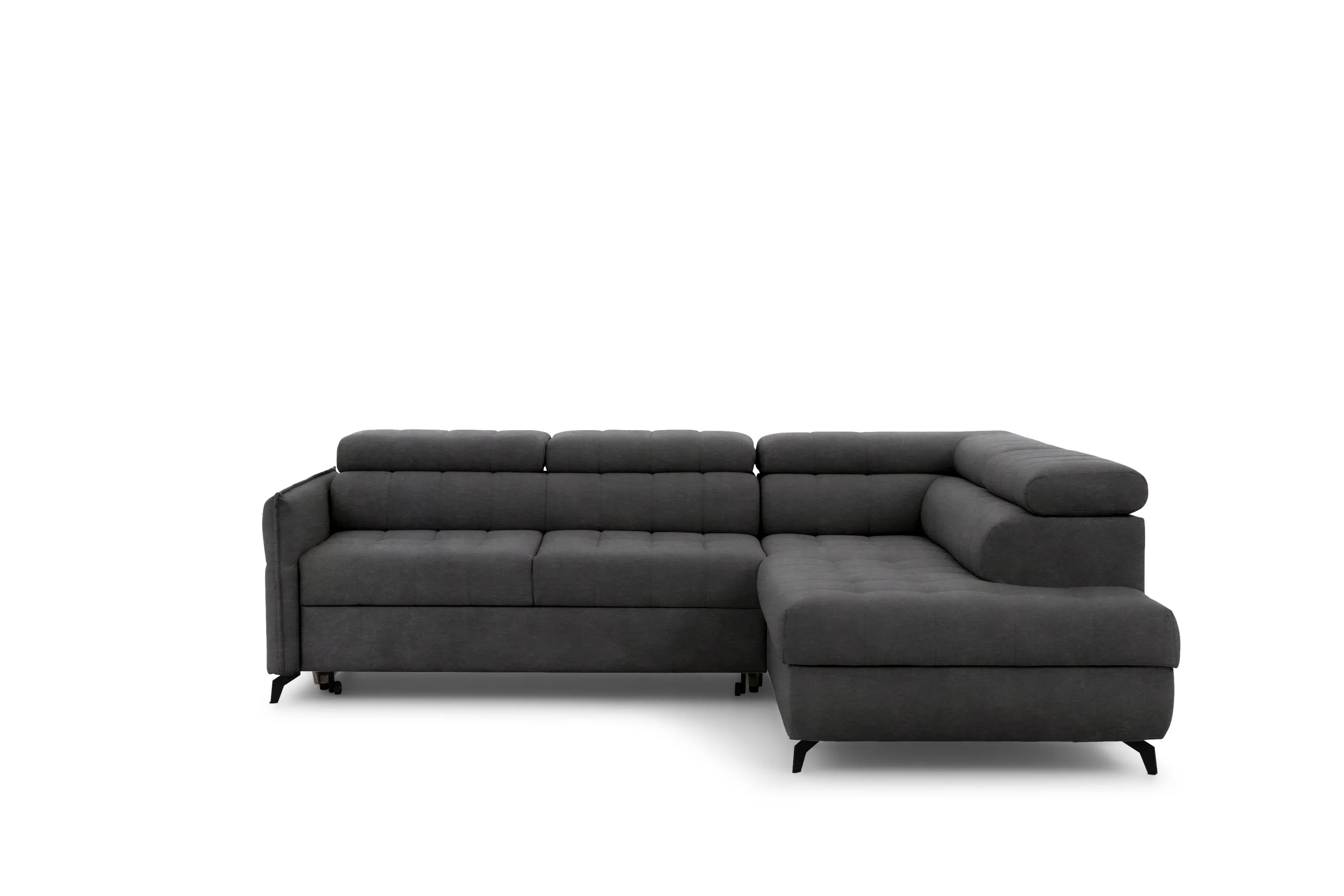 Narożnik prawostronny ELARIAS L regulowane zagłówki i podłokietniki tkanina Zetta 305 grafitowy - B_162441