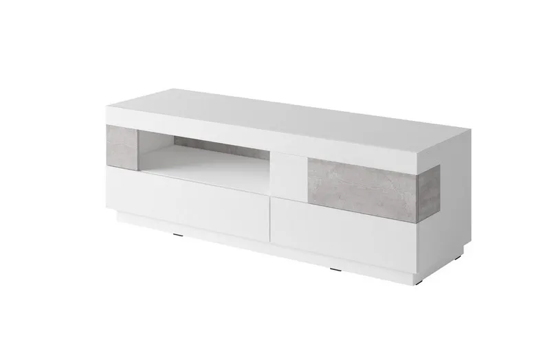 Szafka RTV SILKE 41 biała beton 160x54x50cm — zdjęcie 2