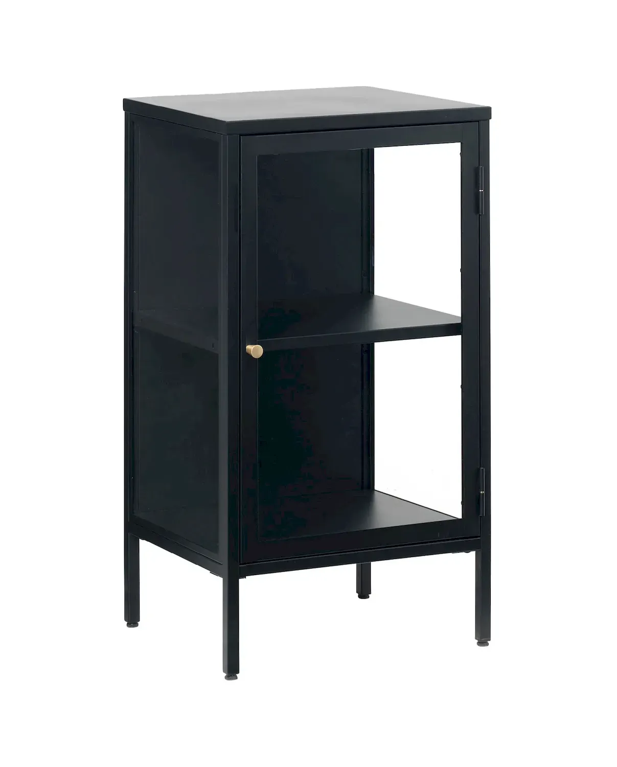 Szafka nocna 1-drzwiowa CARMEL z przeszklonymi drzwiami i bokami 45 cm - czarna Szafka nocna 1-drzwiowa CARMEL z przeszklonymi drzwiami i bokami 45 cm - czarna