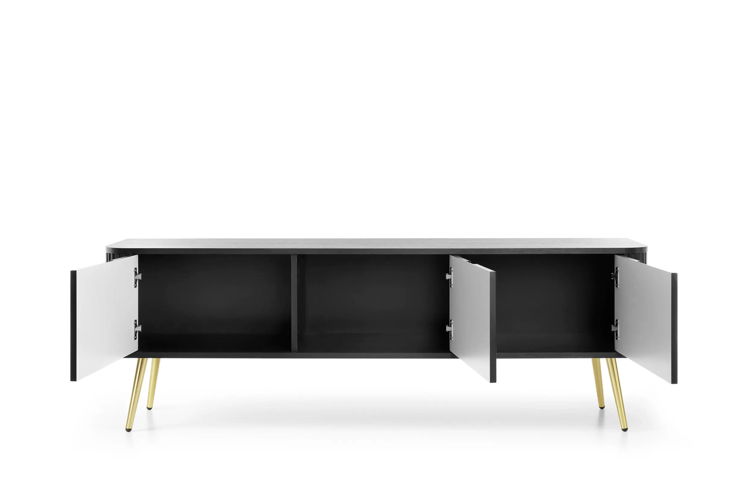 Szafka RTV 3-drzwiowa ZOVA frezowane fronty, czarny, złoty - ZOVA_RTV168_CZARZL