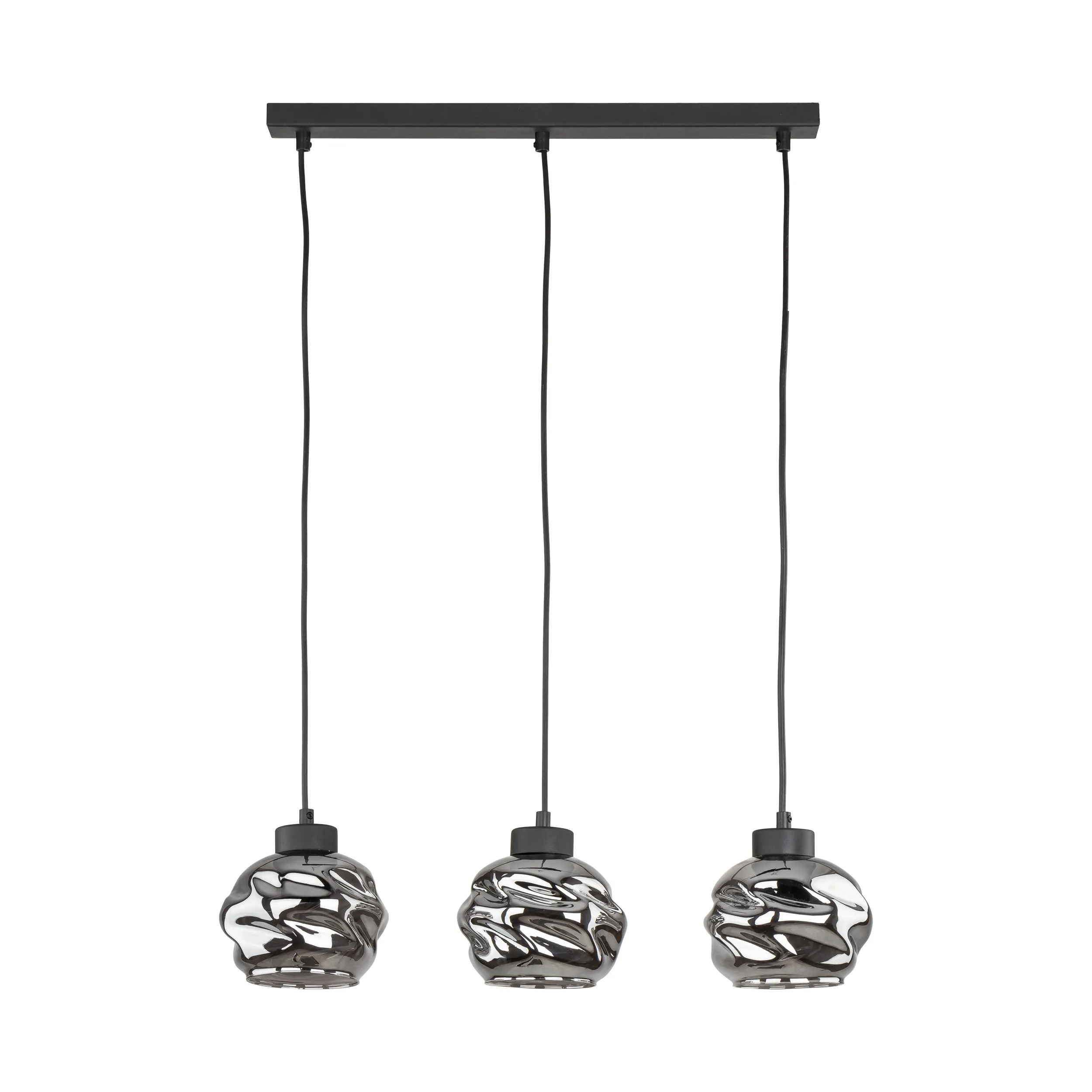 Lampa wisząca ZULIA czarna z szarym nieregularnym szklanym kloszem 160x15cm - TK_5724