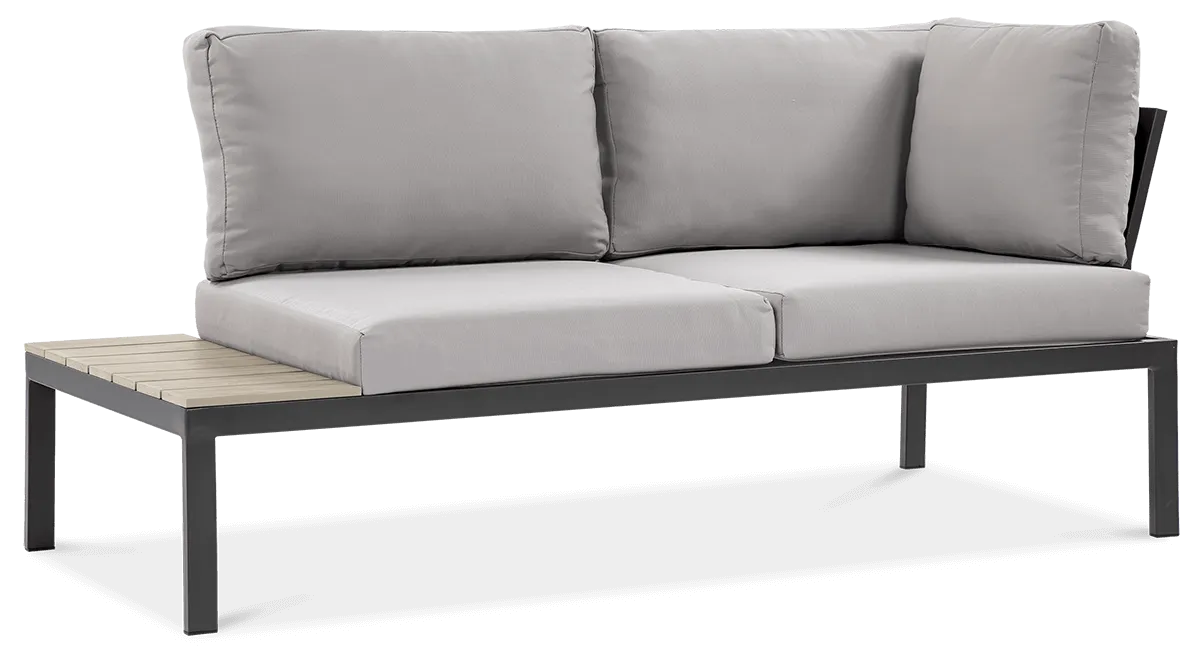 Narożnik ogrodowy modułowy ze stolikiem FREEMONT stalowy jasnoszary - FG001496