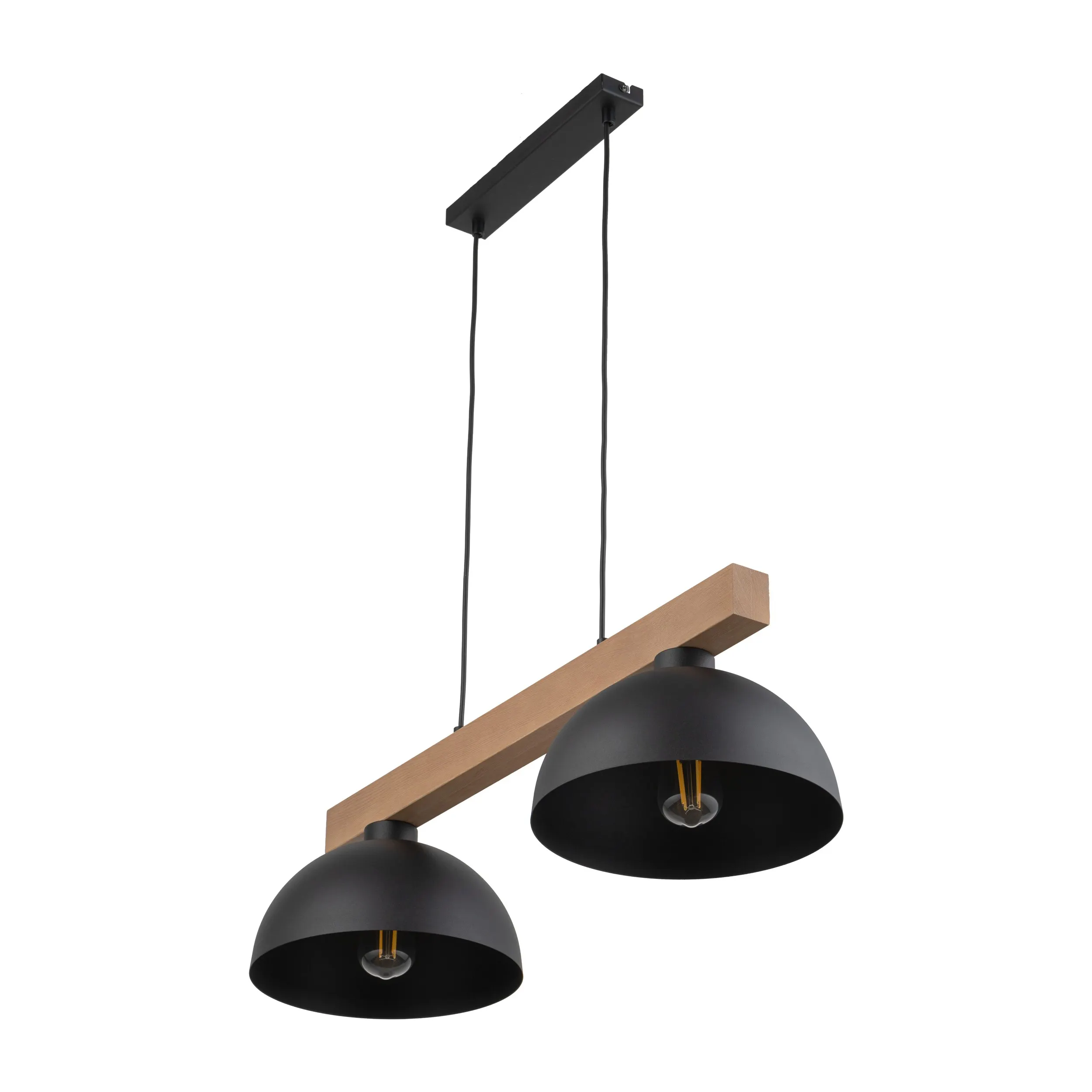 Lampa wisząca OSLO czarna z drewnianą listwą 120x83x33cm - TK_4711
