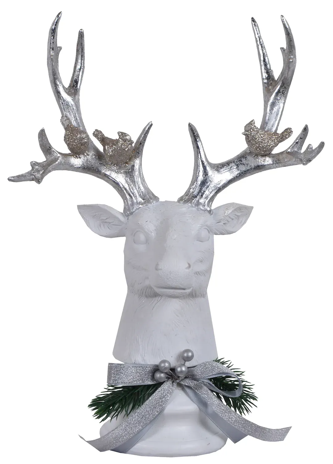 GŁOWA RENIFERA biała ze srebrnym porożem GŁOWA RENIFERA biała ze srebrnym porożem