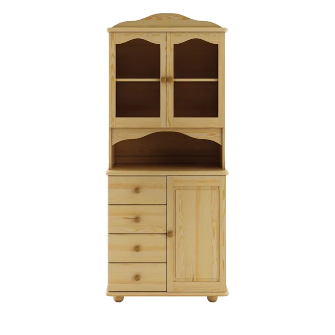 KW104 kredens/witryna/biblioteczka S80 W190 G47 sosna surowy DREWMAX