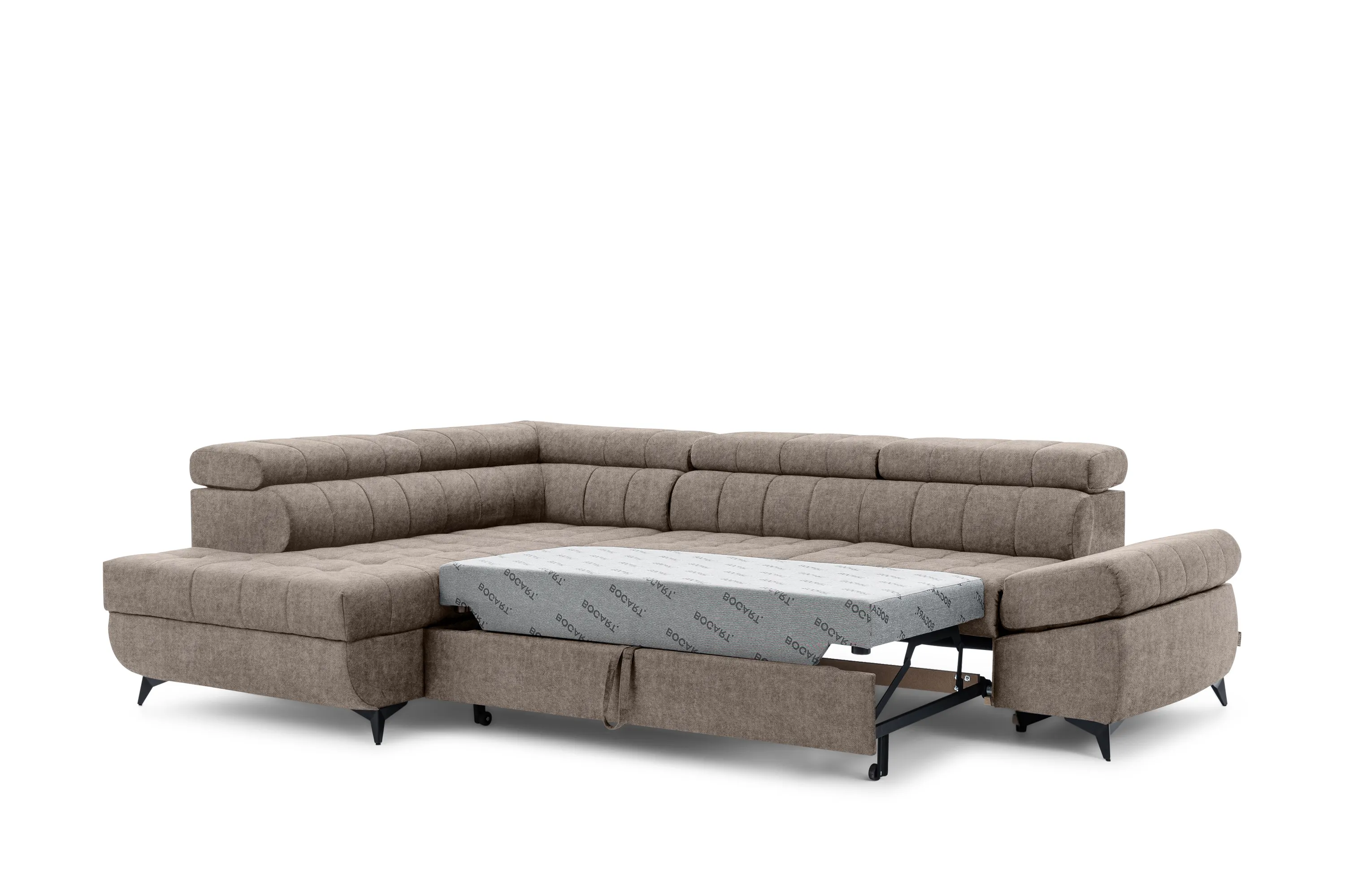 Narożnik lewostronny VALORIS L regulowane zagłówki i podłokietniki tkanina Vogue 4 brązowy - B_162917