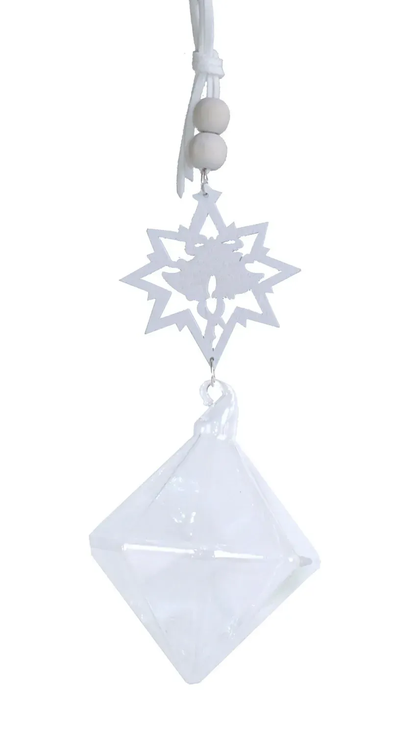 Zawieszka szklana Z GWIAZDKĄ duża biała Zawieszka szklana Z GWIAZDKĄ duża biała