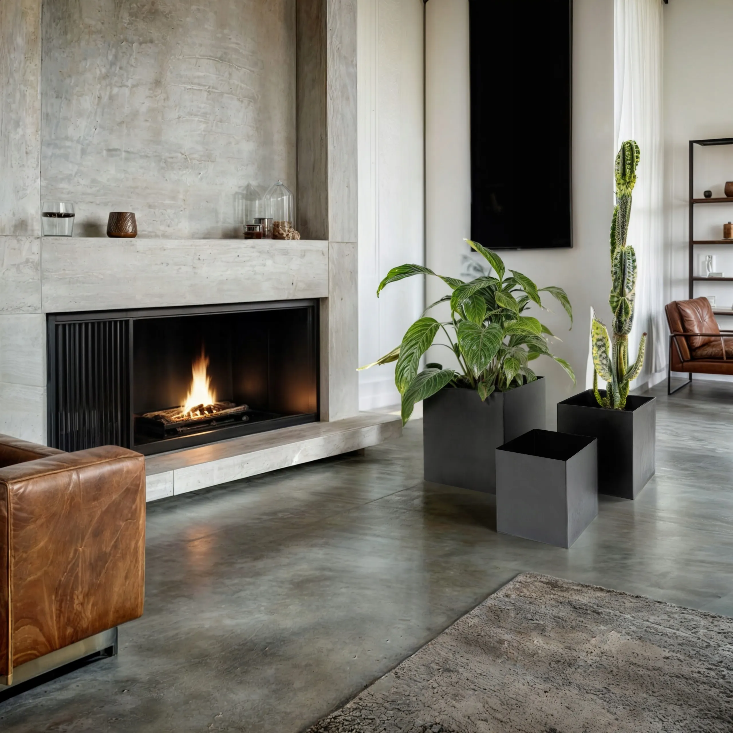 DONICZKA-osłonka na donice metalowa VANNES M czarna - LD_TZ000112