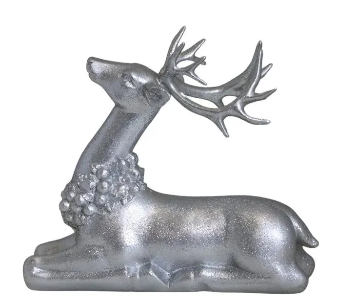 FIGURKA RENIFER LEŻĄCY srebrny