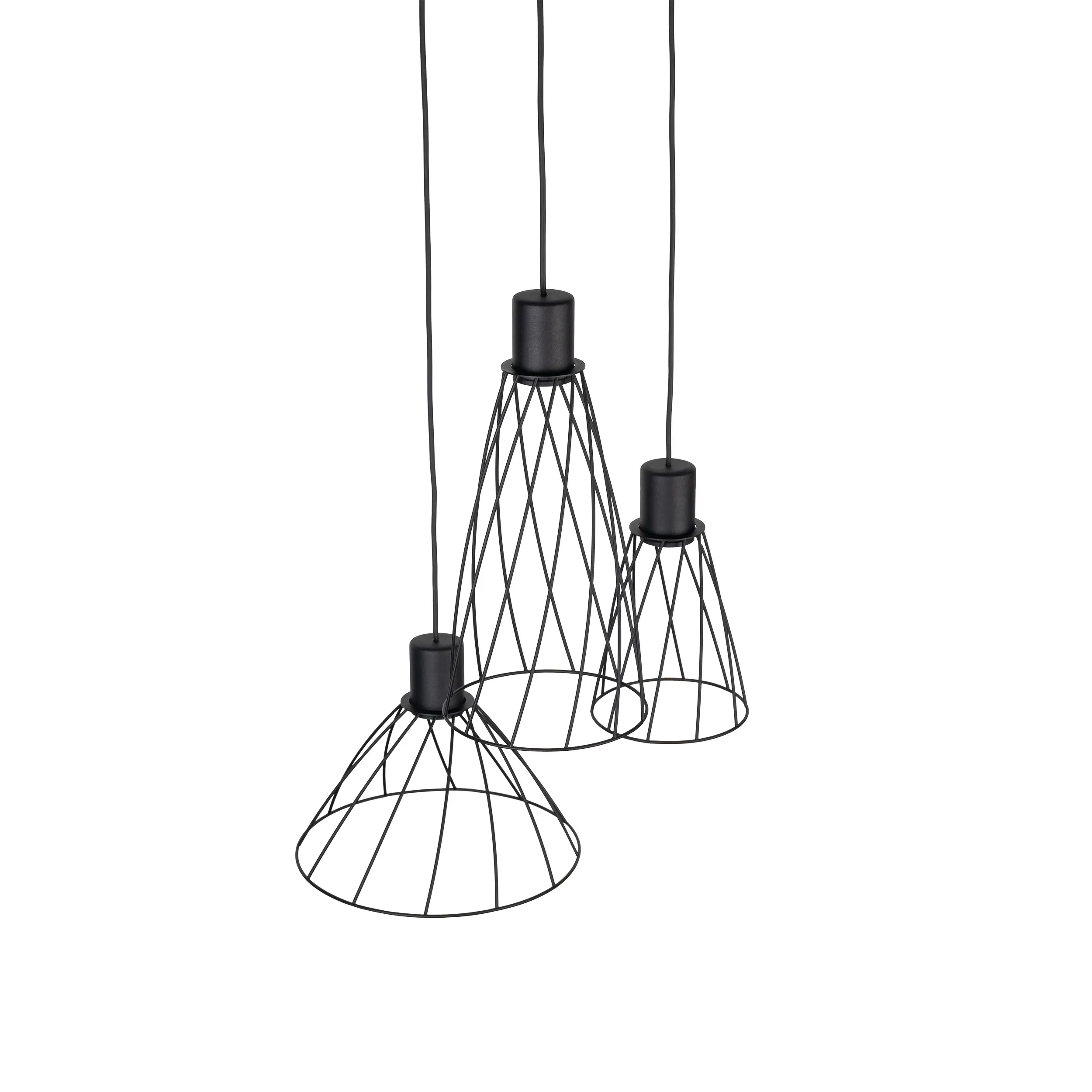 Lampa wisząca MODESTO czarna z ażurowymi kloszami o różnych kształtach 120x50cm - TK_10187