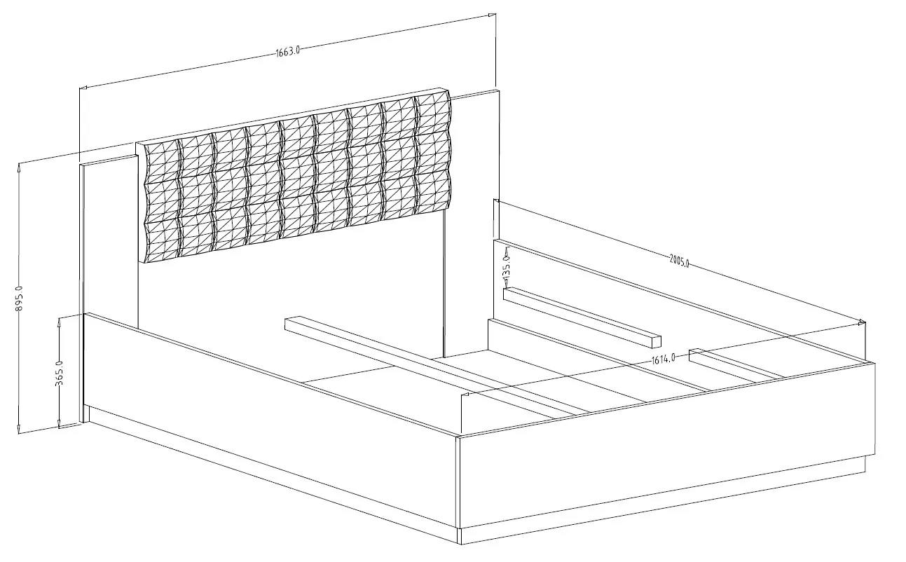 Łóżko SIGMA 31 z zagłówkiem tapicerowanym dąb flagstaf 160x200cm