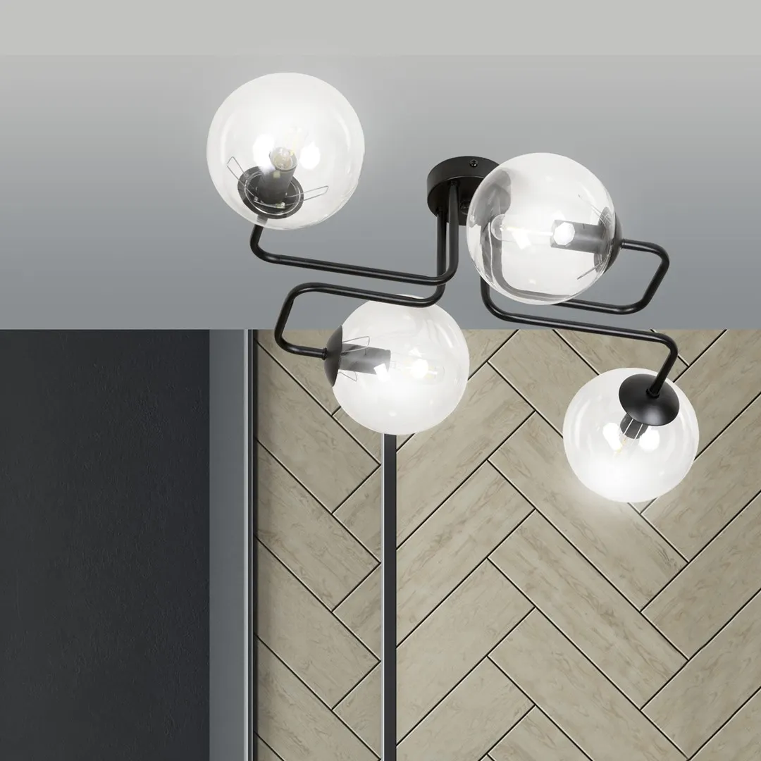 Lampa sufitowa BRENDI 4 czarny transparentny — zdjęcie 7