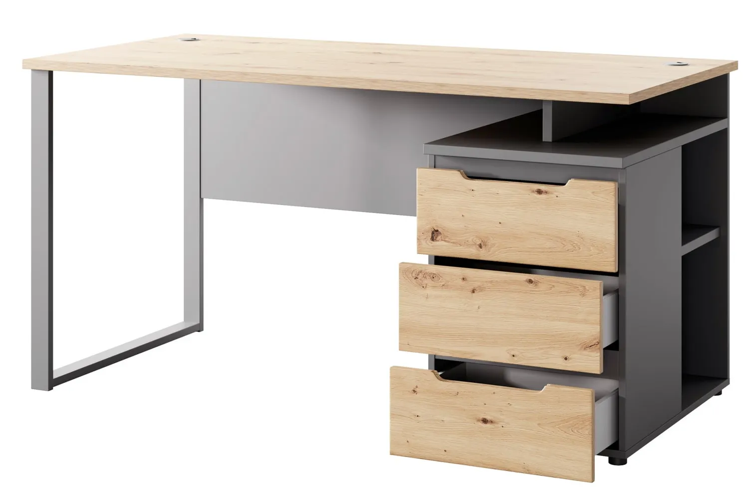 Biurko BREGO 23 z 3 szufladami dąb artisan antracytowy 150x77x73cm - TH-100-1906