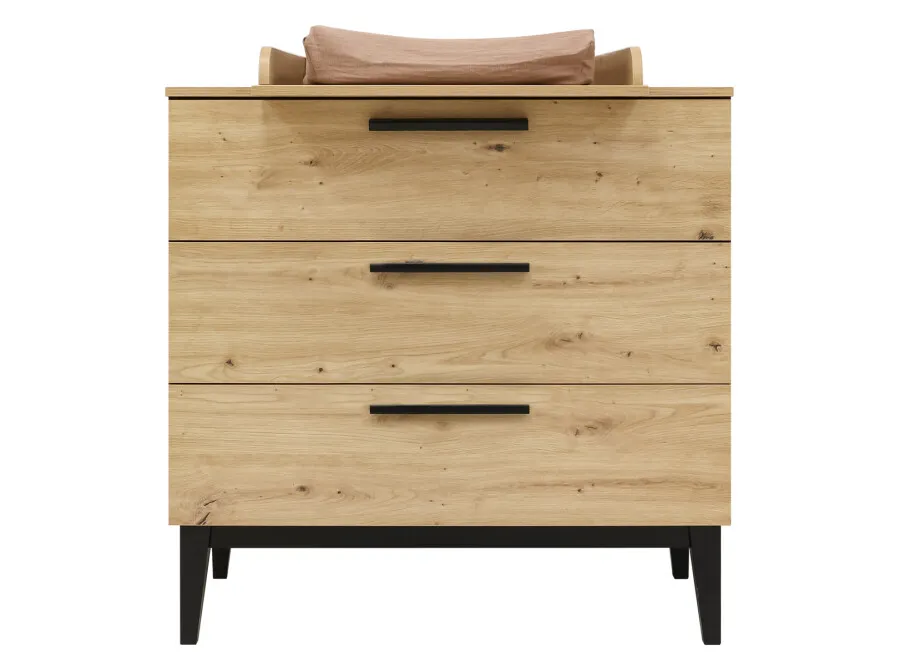 Komoda z szufladami XENA 90x90x50 efekt dębu/czarna - BAN_XEN-2