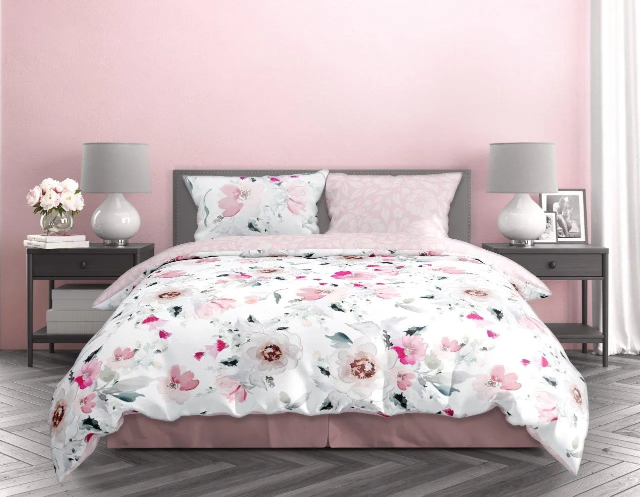 Pościel komplet MILAGRO VERDE 003 satyna bawełniana 160X200+2x70X80 różowa - FARO_29955