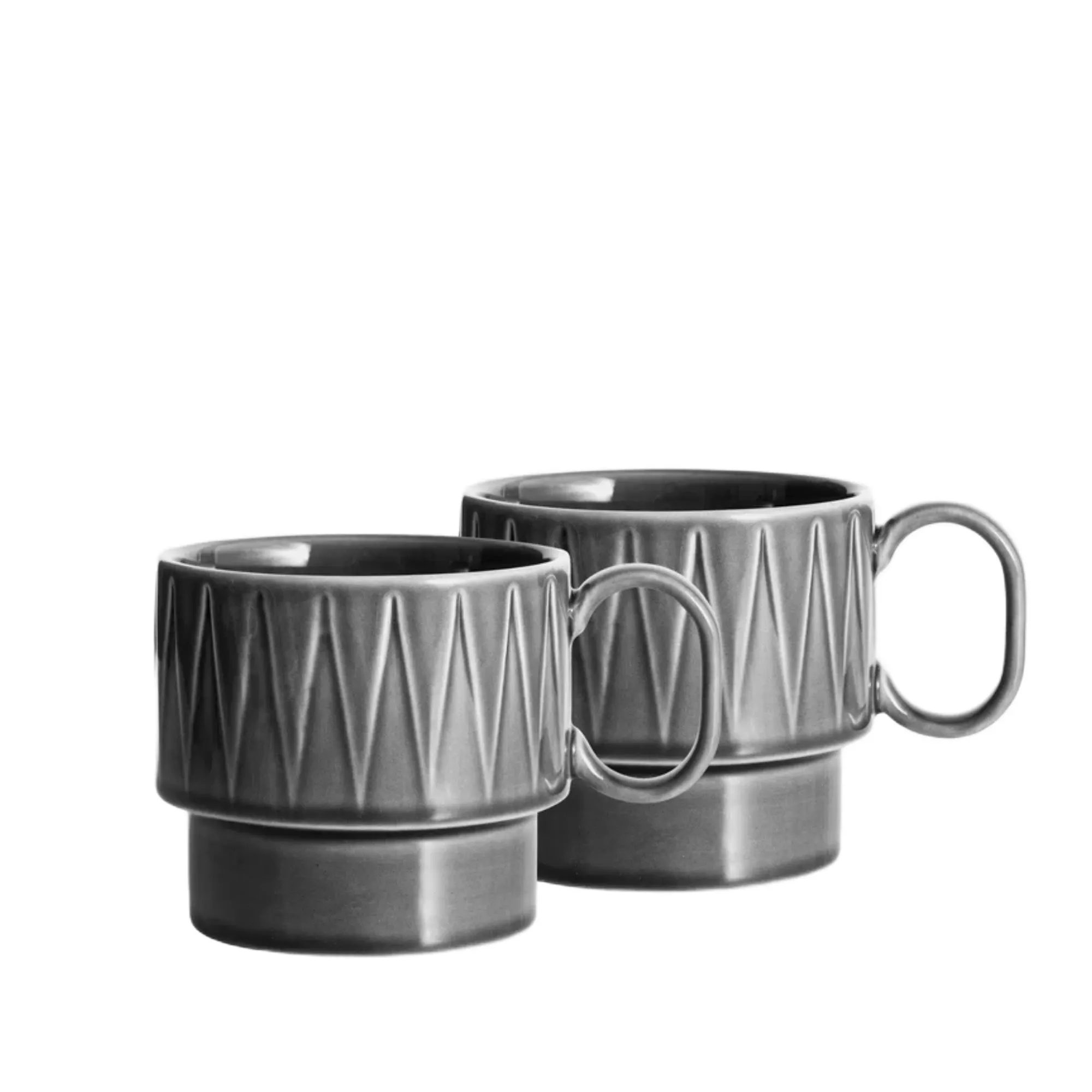 SAGAFORM COFFE & MORE Zestaw 2 kubków 500ml, szary kubek, kubek do kawy, ceramiczny, szary, tekstura