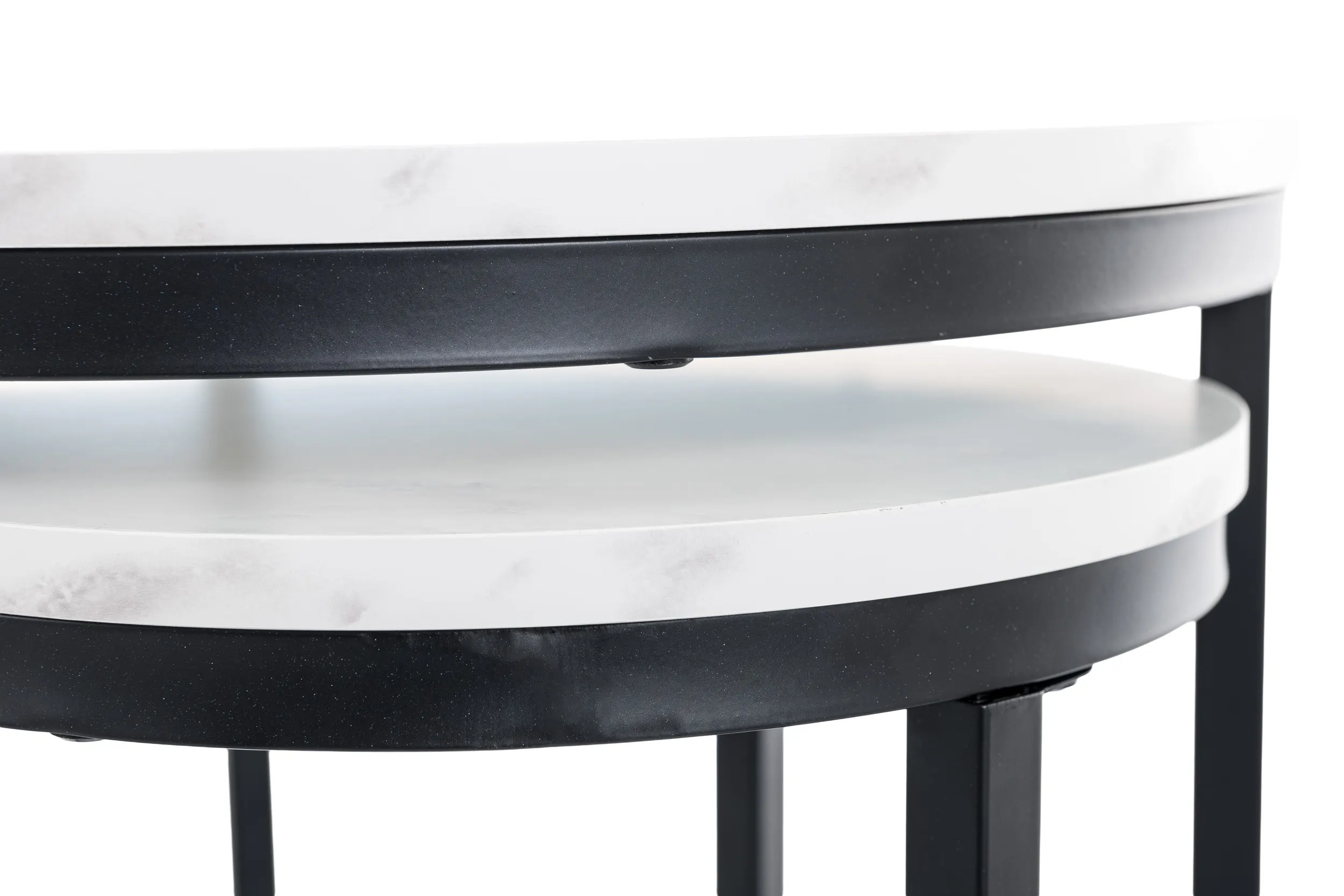 ŁAWA HOLA BIAŁY EFEKT MARMURU/CZARNY (ZESTAW) Meble, Tabela, Stolik kawowy, Blat stołowy, Stół do jadalni