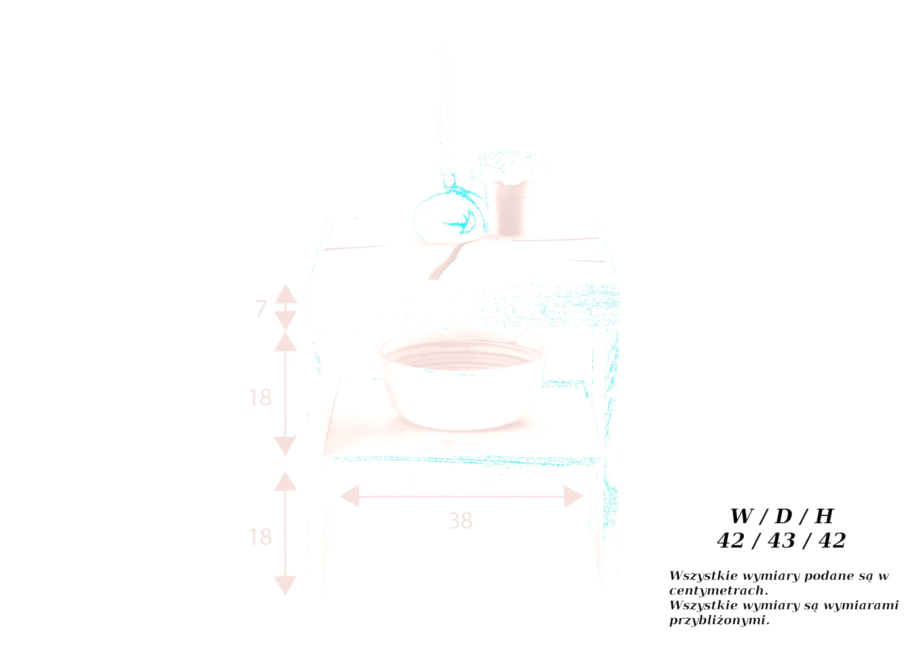 Stolik dębowy drewniany PRESENT 42x42 z półką - GK_103623130202