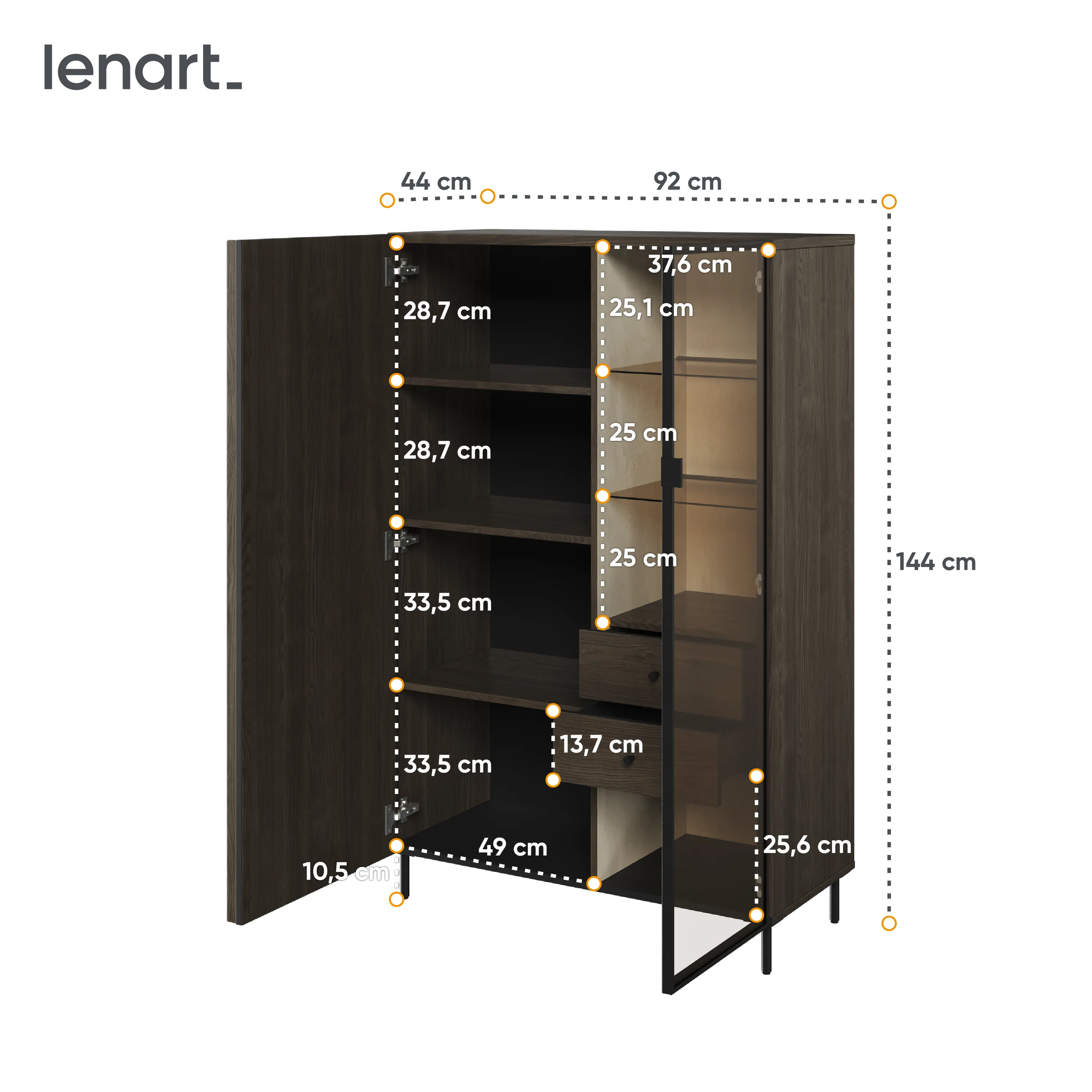Niska witryna Piemonte PE-06 lamel jesion portlandzki/czarny - PE6JCZ