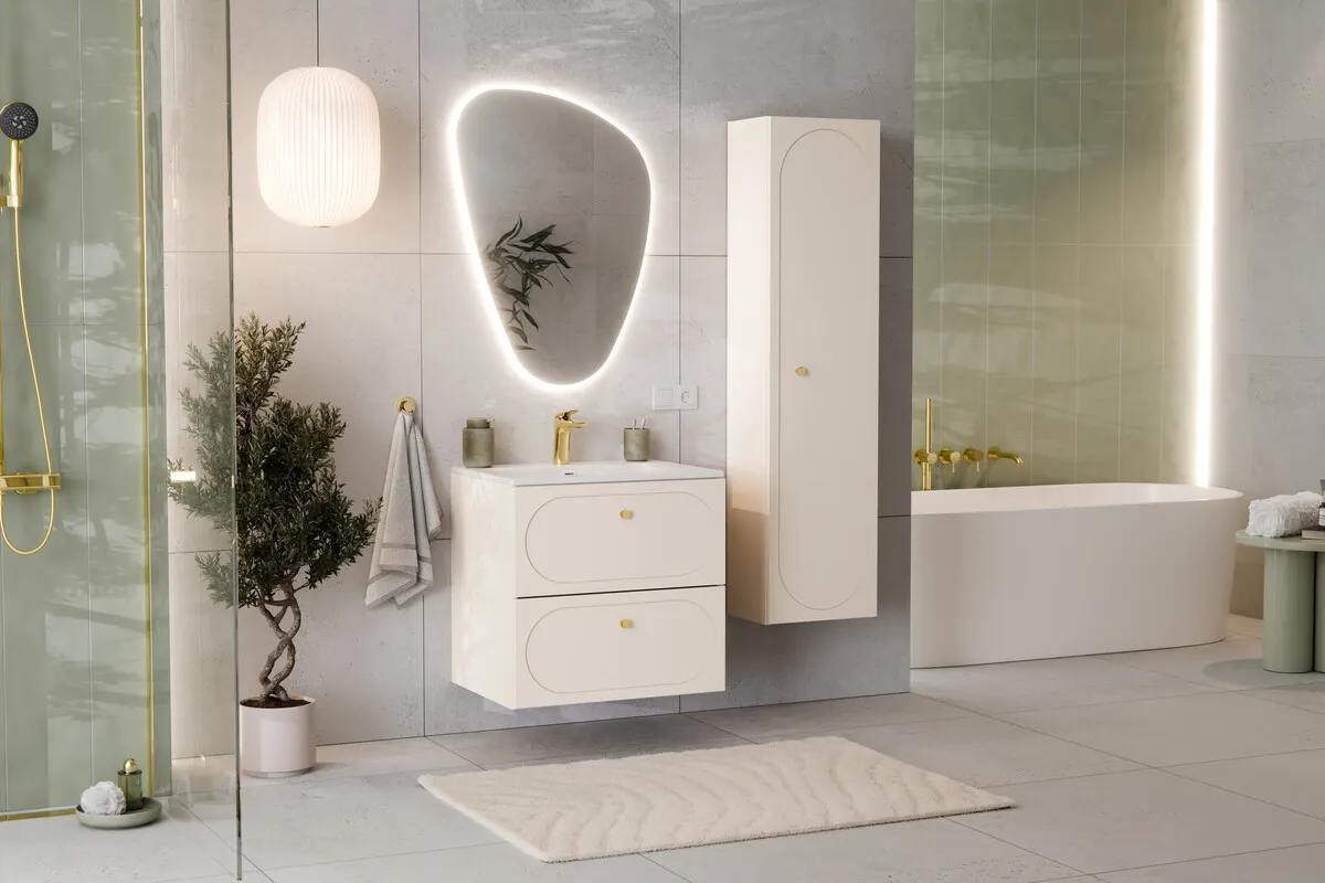 Szafka pod umywalkę 80cm 2 szuflady DONNA SAND beżowa — zdjęcie 11