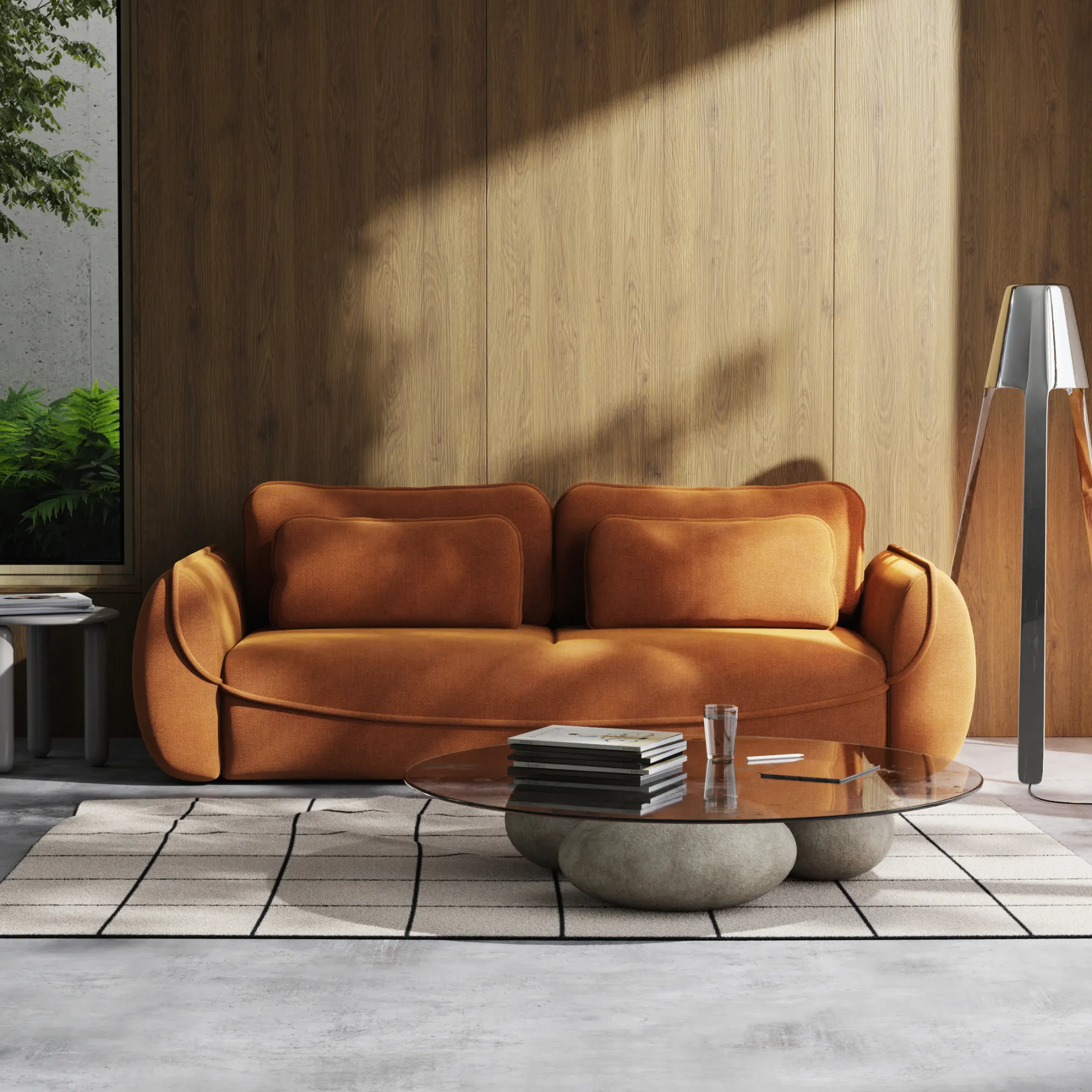 Sofa rozkładana UMEA ozdobne poduszki - tkanina Rebel 20 -cynamon - UMEA_SO_REBEL20