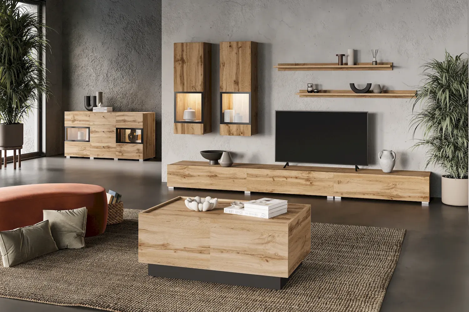 Stolik kawowy rozsuwany EKO 96 ze schowkiem dab wotan czarny - 24N6MJ96