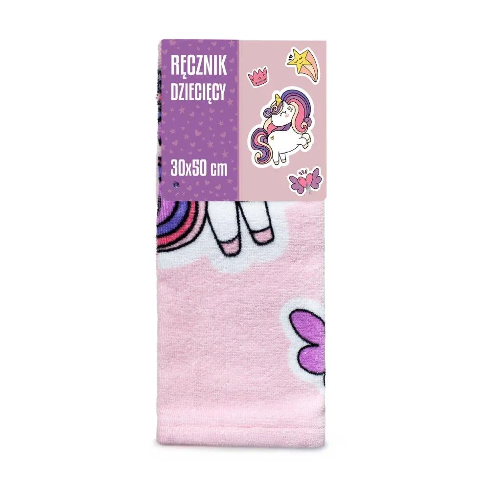 Ręcznik dla dziecka KIDS 003 30x50 druk fioletowy różowy - FARO_31464