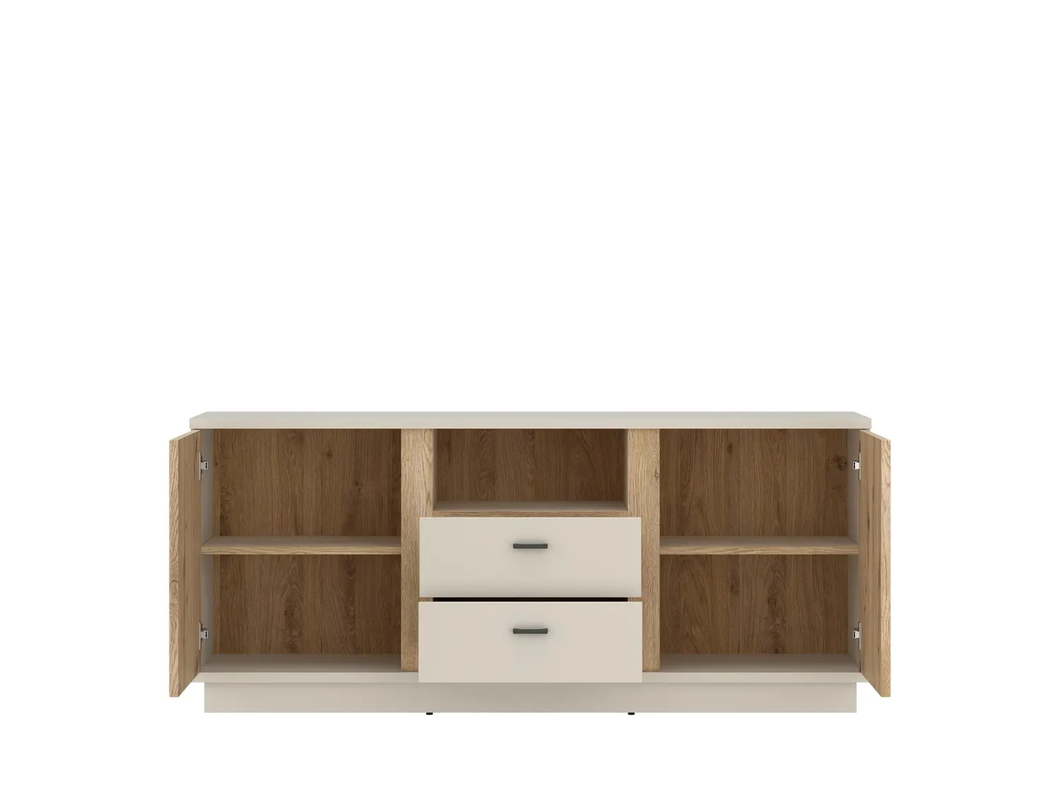 Komoda RTV 2-drzwiowa z szufladami MOSANO 150 cm kaszmir/dąb cremona - 6000000021307